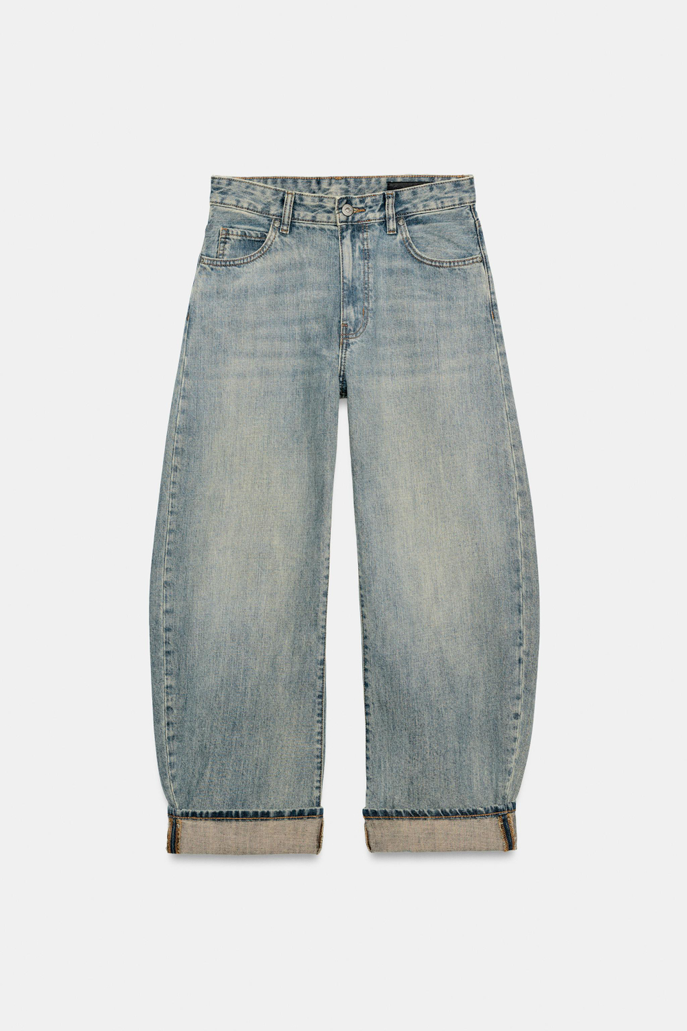 ДЖИНСЫ BALLOON С ОТВОРОТАМИ И СРЕДНЕЙ ПОСАДКОЙ — ZW COLLECTION — ZARA