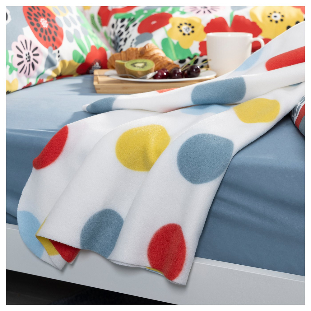IKEA BRUKSVARA  (ИКЕА БРУКСВАРА)  -  Плед - многоцветный/узор в горошек 120х160 см