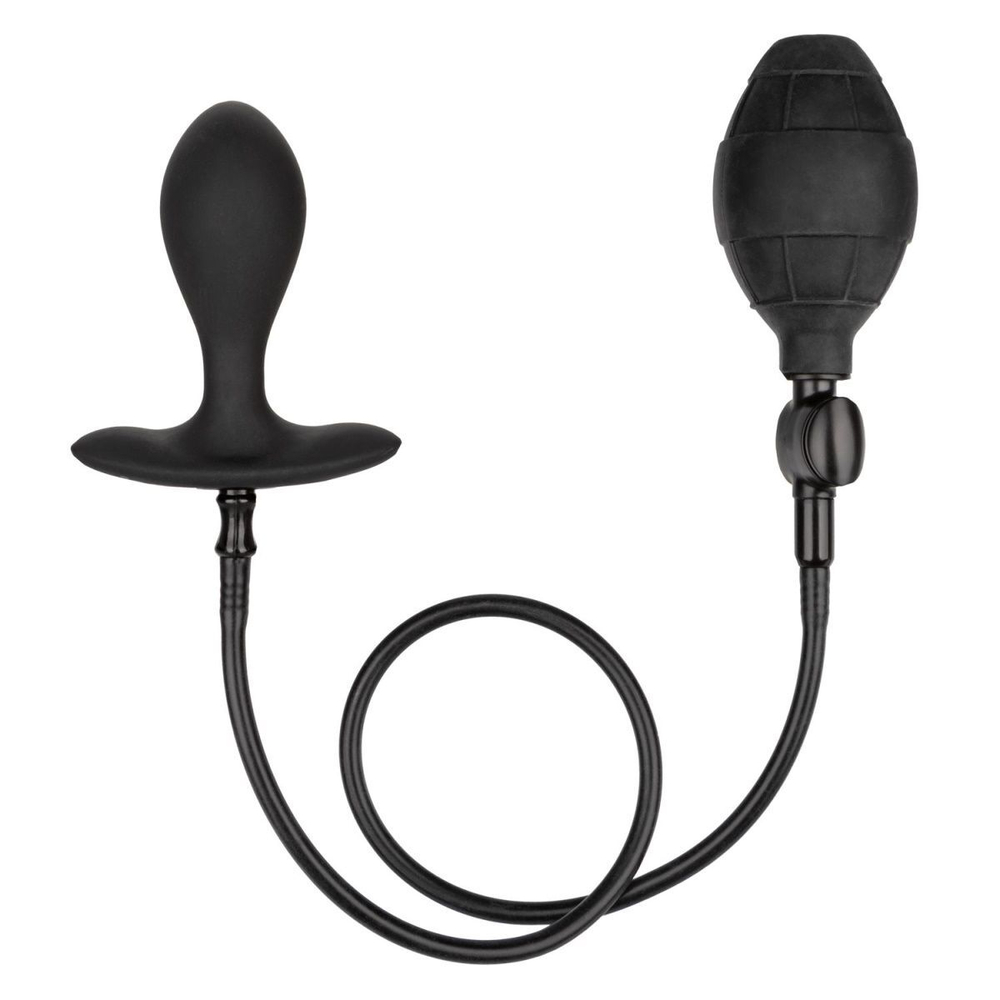 Черная расширяющаяся анальная пробка Weighted Silicone Inflatable Plug M (Цвет: черный)