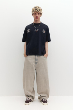 PULL&BEAR Футболка с принтом «Goofy», темно-синий