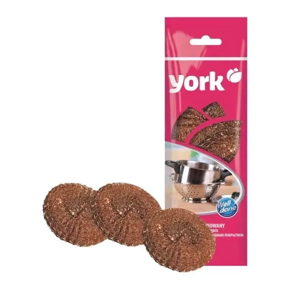Губка для посуды медная 3 шт YORK