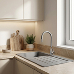 Смеситель для кухни 35k MIXLINE МЛНС-0325Х СЕРЫЙ гибкий силиконовый излив, п/гайку ХРОМ