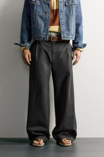 ZARA БРЮКИ WIDE-LEG СО СКЛАДКАМИ, СЕРЫЙ