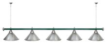 Лампа STARTBILLIARDS 5 пл. (плафоны голубые,штанга голубая,фурнитура золото)