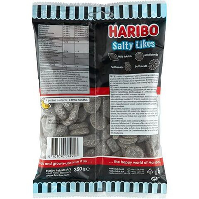 Haribo Мармелад жевательный Salty Likes соленая лакрица 350 г (Из Финляндии)