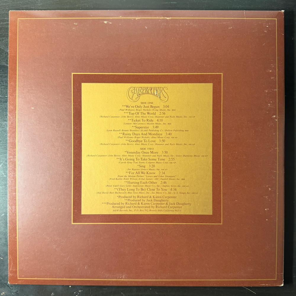 Carpenters ‎– The Singles 1969-1973 (США 1973г.)