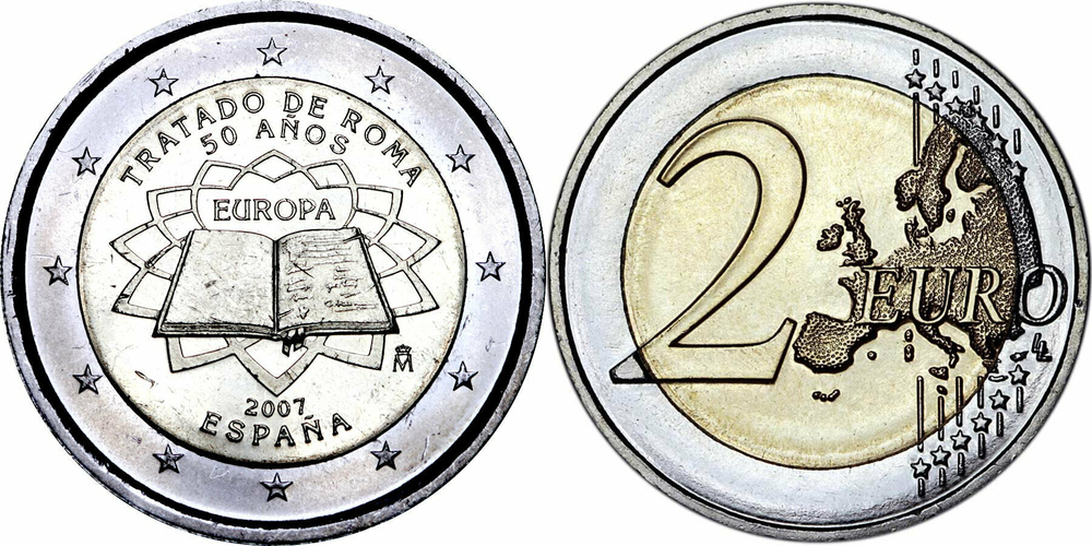 Испания 2 евро, 2007 50 лет подписания Римского договора XF