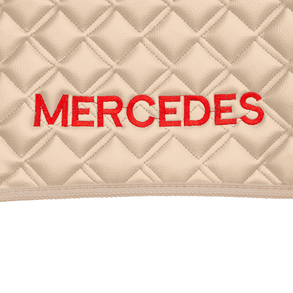 Ковры MERCEDES Actros MP3 (автомат) с шахтой (экокожа, бежевый, бежевый кант, красная вышивка)