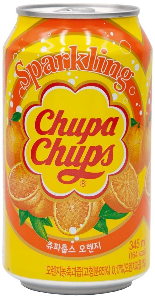 Газированный напиток Чупа Чупс Апельсин / Chupa Chups Sparkling Orange 0.345 - банка