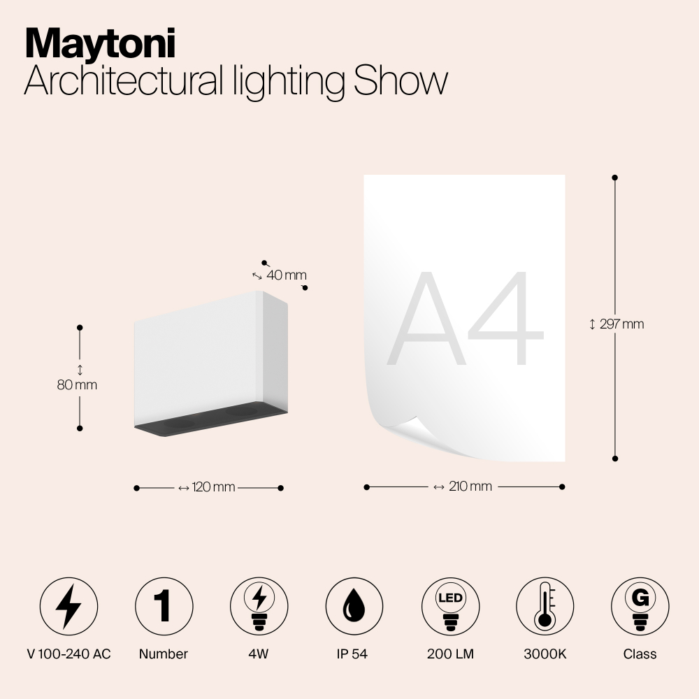 Уличный настенный светодиодный светильник Maytoni Show O433WL-L4W3K