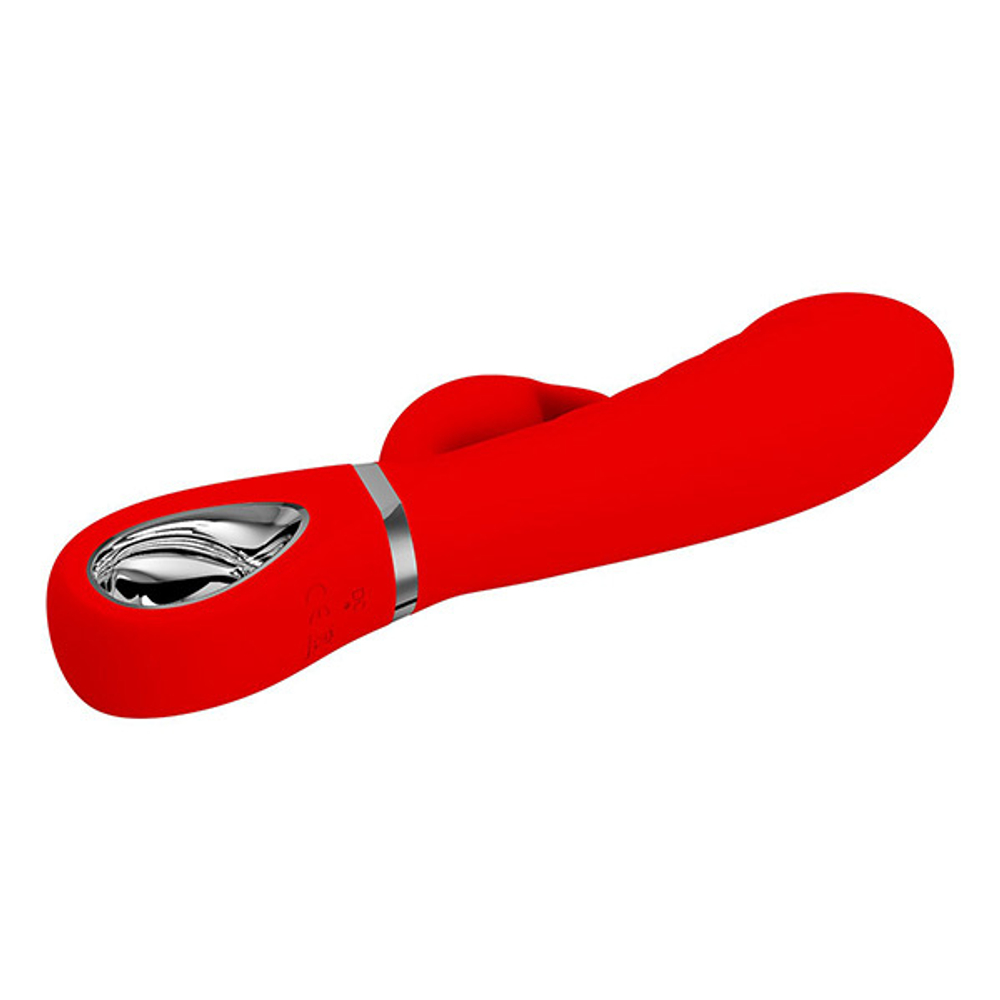 Красный вибратор-кролик с ребрышками 20см Pretty Love Prescott BI-014635-2