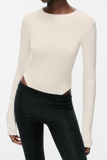 ZARA БОДИ ИЗ ПОЛИАМИДА С ДЛИННЫМИ РУКАВАМИ, ЭКРЮ