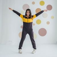 Комбинезон женский с капюшоном утепленный "Шоколад и дыня"