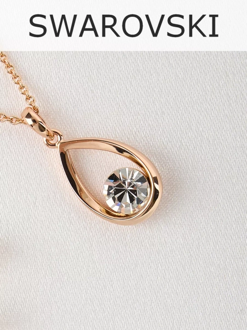 Кулон-капля Белла с белым кристаллом Swarovski