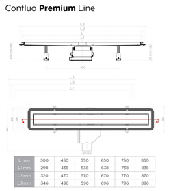 Душевой лоток Pestan Confluo Premium Black Glass Line 650
