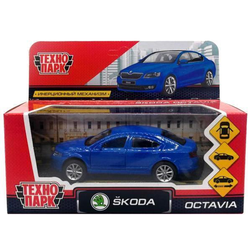 Модель ин. мет. "Skoda Octavia" 12см, открыв. двери, синий, в коробка OCTAVIA-BU (Технопарк)