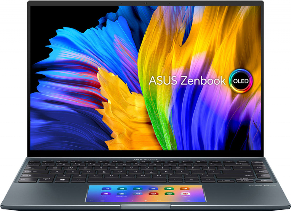 Ноутбук Asus Zenbook 14X OLED UX5400EG-KN185T (90NB0T83-M001L0) Pine grey Core i7-1165G7/16G/512G SSD + 32G/14" OLED WQXGA+ (2880x1800)/NV MX450 2Gb/WiFi/BT/ScreenPad/Win10