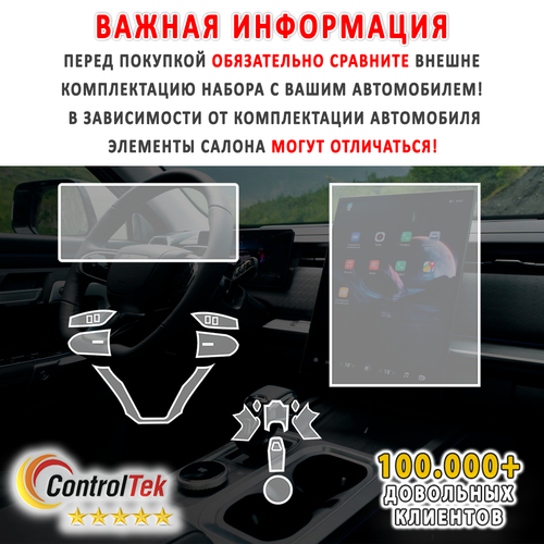 JAECOO J7 (2023) - комплект защитных пленок 4 в 1. Пленка защитная ControlTek HYBRID со слоем TOP COAT. Толщина: 6 mil. (175 мкм.)