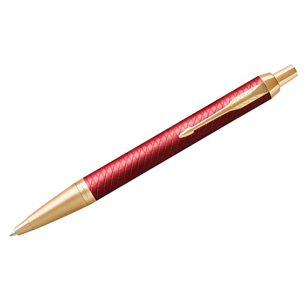 Ручка шариковая PARKER "IM Premium Red GT", корпус красный лак, позолоченные детали, синяя, 2143644