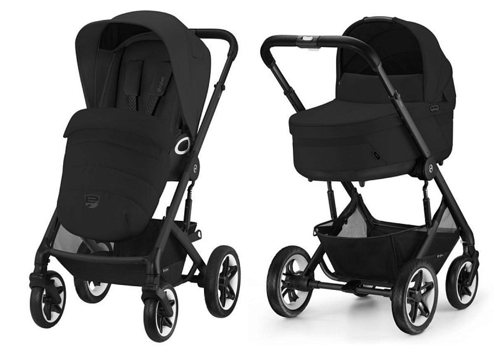 Коляска Cybex Talos S Lux BLK complete Aton S2 Moon Black Base One 4 в 1 Moon Black с дождевиками