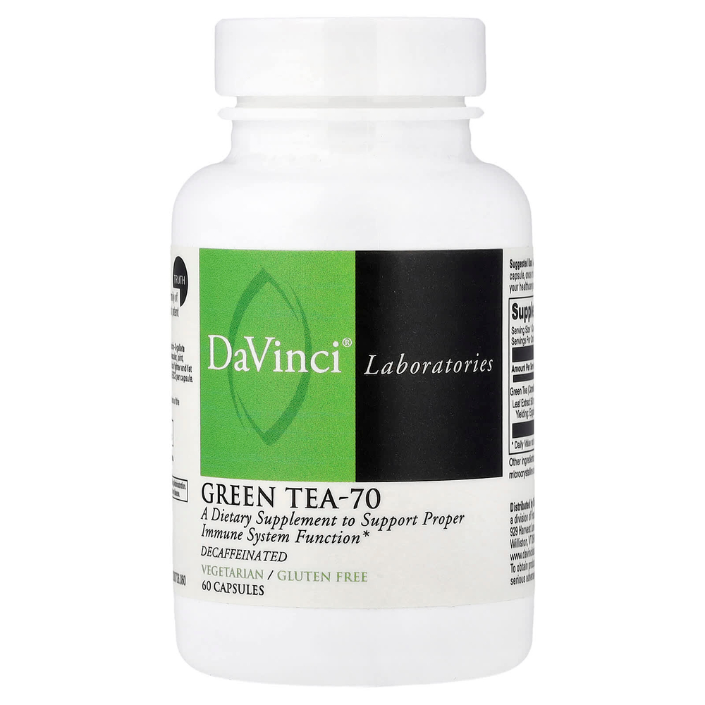 DaVinci Laboratories, Green Tea-70, без кофеина, 60 капсул
