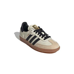 alt="Кроссовки adidas Samba OG Cream White арт. ID0478 с черными полосками и золотыми акцентами вид спереди"