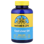 Nature's Life, жир печени трески с витаминами A и D, 180 капсул