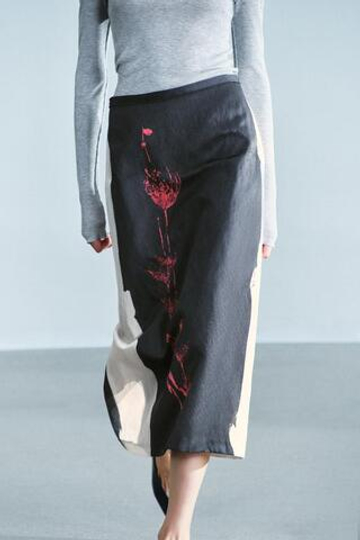 ZARA ЮБКА МИДИ С ПРИНТОМ — ZW COLLECTION, СЕРО-КОРИЧНЕВЫЙ