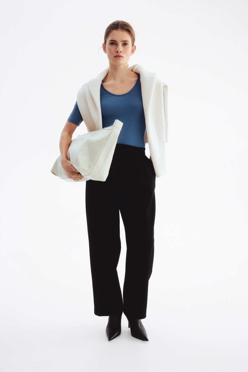 Топ из хлопка пима с глубоким вырезом - H&M