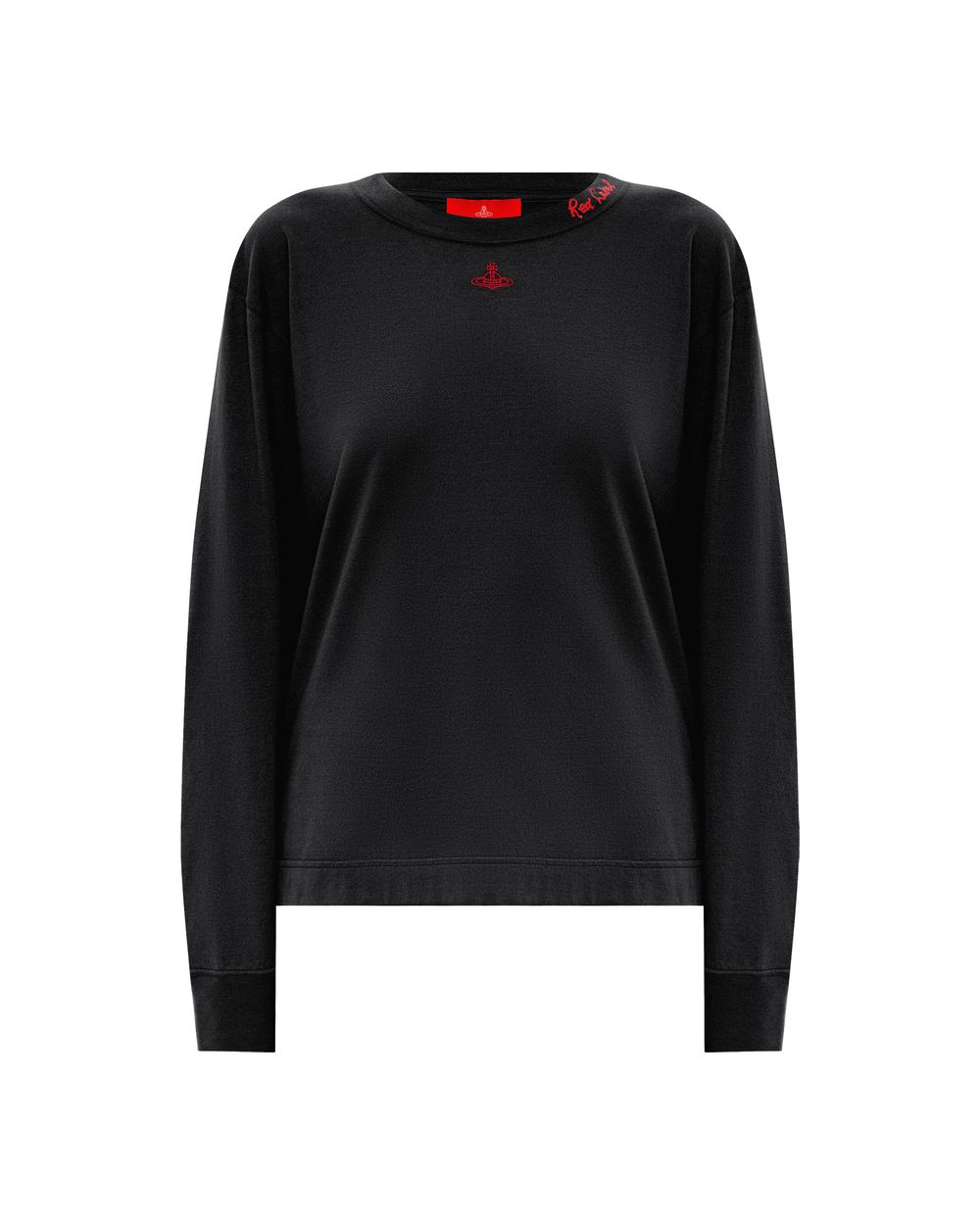 VIVIENNE WESTWOOD RED LABEL ЛОНГСЛИВ ЧЕРНЫЙ С ВЫШИВКОЙ В ВИДЕ ЛОГОТИПА БРЕНДА