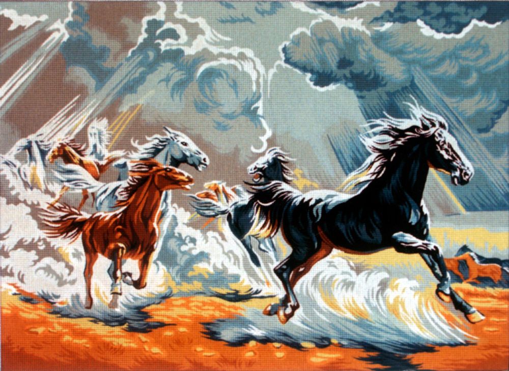 Рисунок для вышивания Soulos (канва жесткая), Мустанги, 60х60 см Рисунок для вышивания Soulos (канва жесткая), Мустанги, 60х60 см