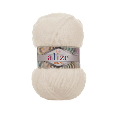 Пряжа Alize (Ализе) Softy Plus / уп.5 мот. по 100 г, 120м, 062 светло-молочный A
