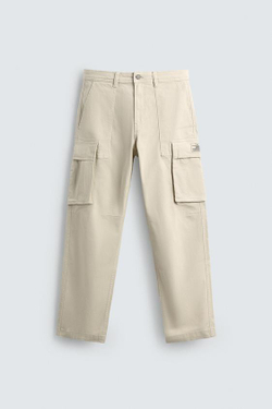 ZARA БРЮКИ КАРГО RELAXED FIT, КАМЕННО-СЕРЫЙ