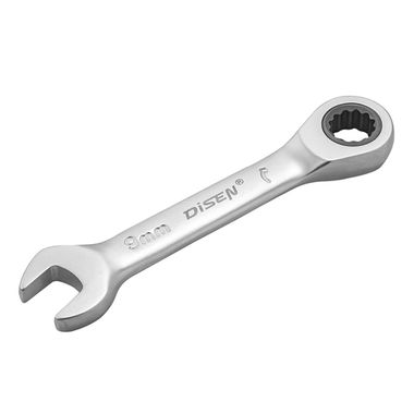 Ключ комбинированный трещоточный короткий 9мм DISEN DS-KT2016M-09