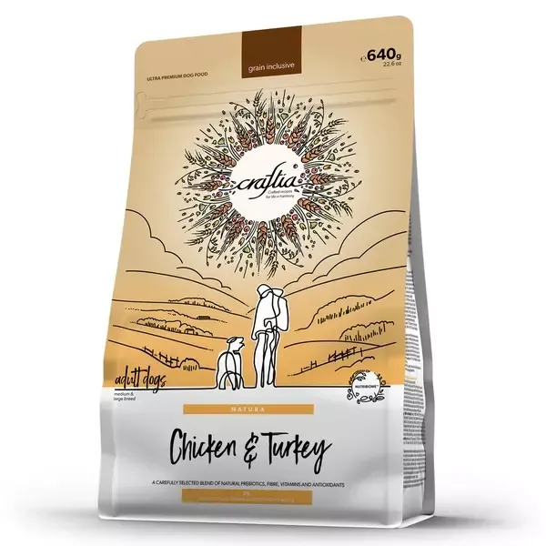 Сухой корм CRAFTIA NATURA для взрослых собак средних и крупных пород из курицы и индейки