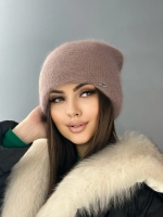 шапка зимняя вязаная ангора с пайетками