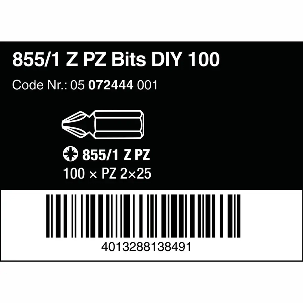 Биты для винтов PZ2x25 мм DIY-Box WERA 05072444001