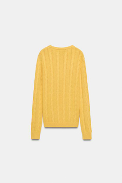 ZARA - FRUIT OF THE LOOM™ ДЖЕМПЕР КРУПНОЙ ВЯЗКИ, ЖЕЛТЫЙ