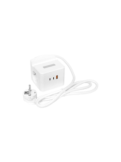 Удлинитель "Куб" 2х1.3м USB + 2Type C с быстрой зарядкой подставкой под телефон и ночником 1кв.мм EKF UBA-CUB-2-FC