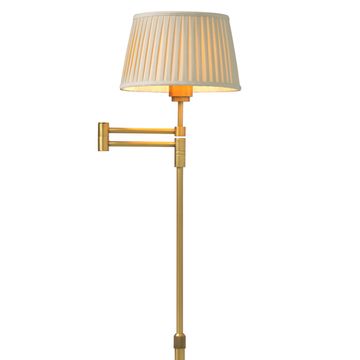 Eichholtz Floor Lamp Corbin, Antique Brass Finish (beige pleated shade)