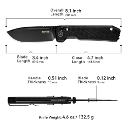 Нож складной SRM 7228B-AB2 Rubik Large Black Ti (14C28N, Black Aluminum)