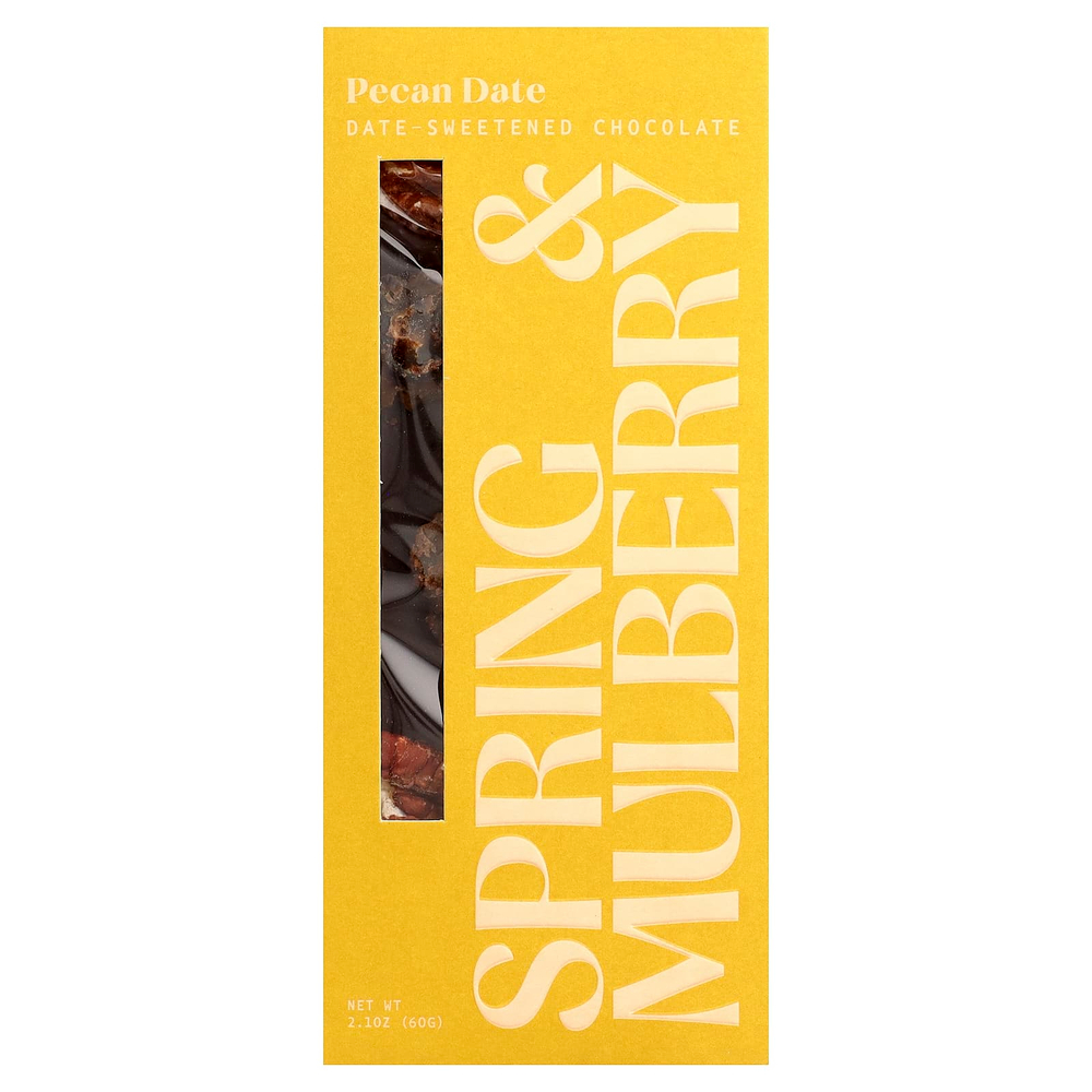 Spring & Mulberry, шоколад, подслащенный фиником, с пеканом и фиником, 60 г (2,1 унции)