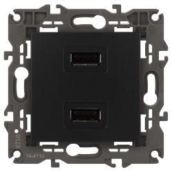 14-4110-05 ЭРА Устройство зарядное USB, 230В/5В-2100мА, IP20, Эра Elegance, антрацит | Эра Elegance