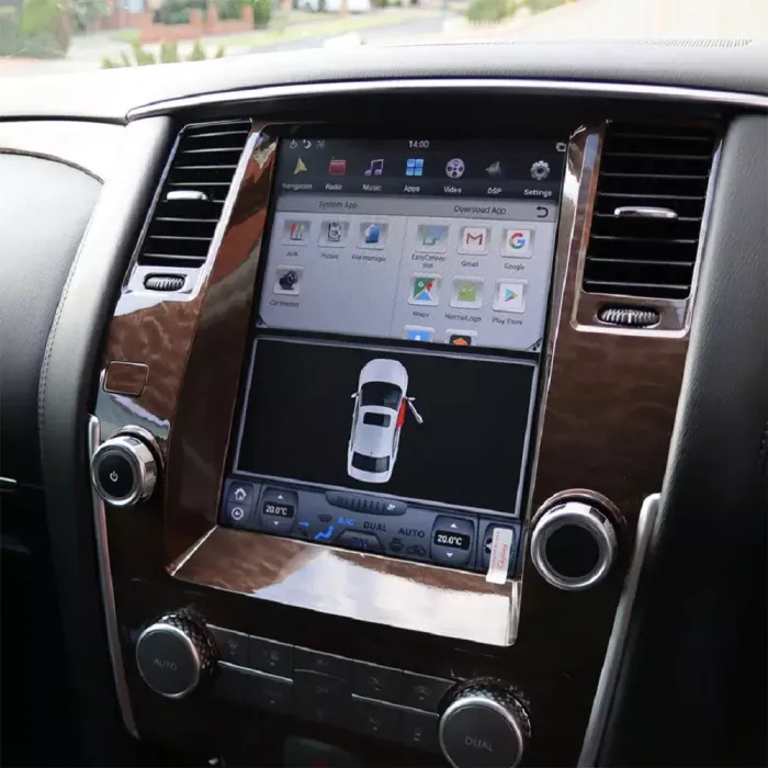 Магнитола для Nissan Patrol Y62, Infiniti QX56/QX80 2010-2019 (поддержка Bose, 360 и мониторов) - Kuberg ZF-1808-Q6 вертикальный экран в стиле "Тесла" на Android 11, CarPlay, 4G SIM-слот