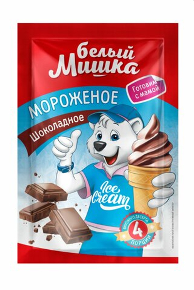 Смесь д/приготов.морож. Белый Мишка Шоколадное саше 65гр/25