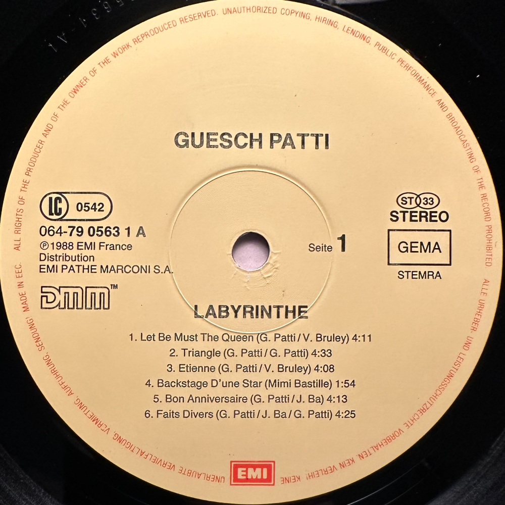 Guesch Patti - Labyrinthe (Европа 1988г.)