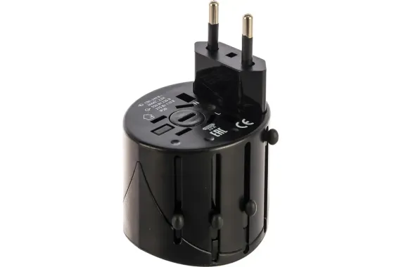 Переходник TDM 2,5A 5в1 с USB зарядкой 1000мА черный 30614