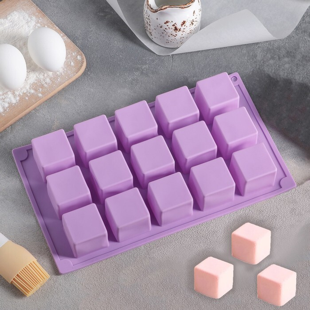 Форма силиконовая «Куб», 30×17,5 см, 15 ячеек