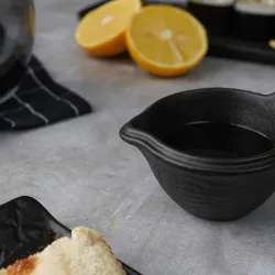 Соусник 50 мл d 10 см h4 см круглый с ручкой фарфор Black Raw Wood P.L. Proff Cuisine [12]