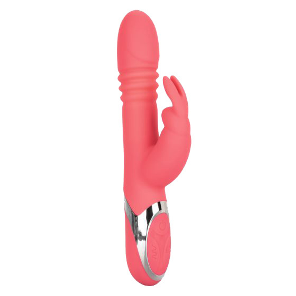 Коралловый вибромассажер-кролик с поступательными движениями California Exotic Novelties Enchanted Exciter SE-0649-20-3